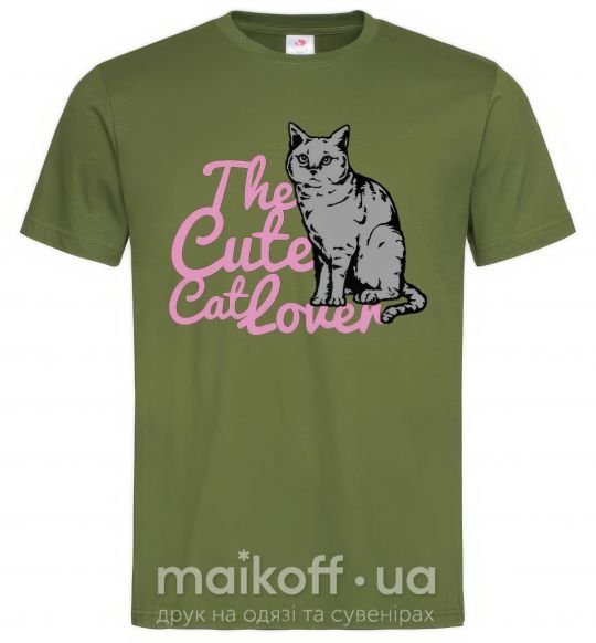 Мужская футболка 6834 The cute catlover Оливковый фото