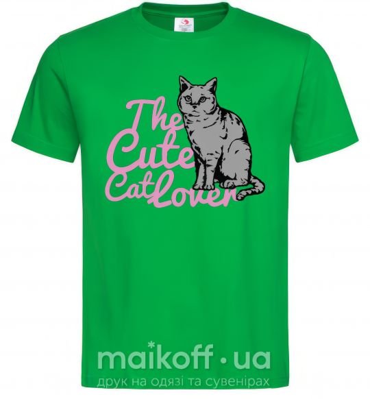 Мужская футболка 6834 The cute catlover Зеленый фото