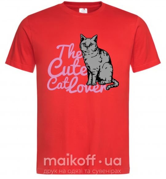 Чоловіча футболка 6834 The cute catlover Червоний фото