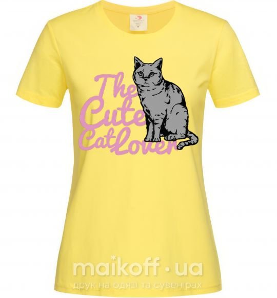 Женская футболка 6834 The cute catlover Лимонный фото