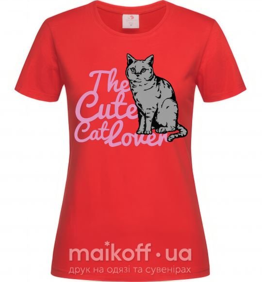 Жіноча футболка 6834 The cute catlover Червоний фото