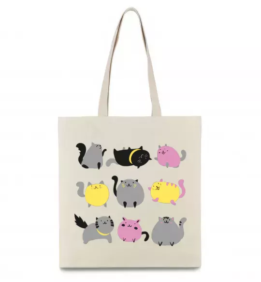 Еко-сумка Котики Бежевий фото