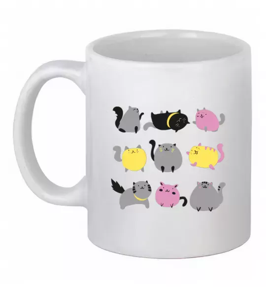 Чашка керамическая Котики Белый фото