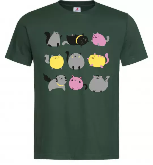 Мужская футболка Котики Темно-зеленый фото