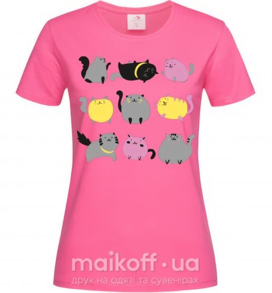 Жіноча футболка Котики Яскраво-рожевий фото