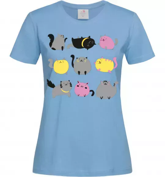 Жіноча футболка Котики Блакитний фото