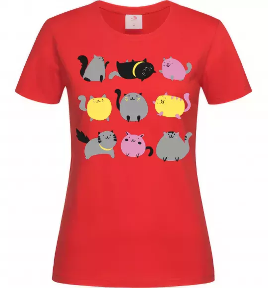 Жіноча футболка Котики Червоний фото