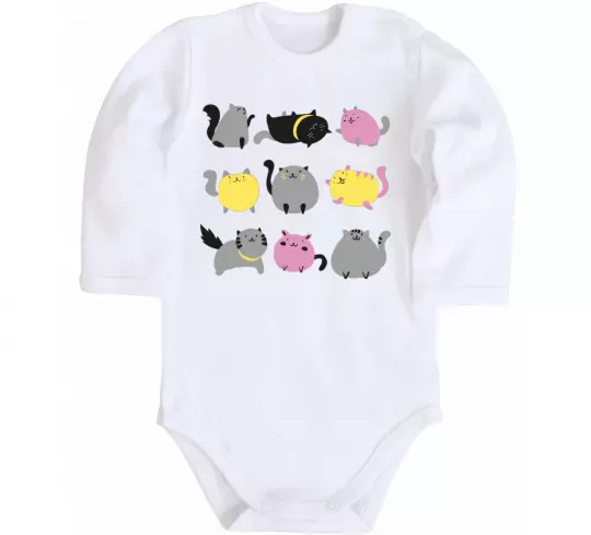 Дитячий бодік Котики Білий фото