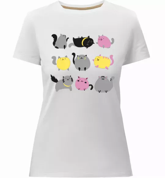 Женская премиум футболка Котики Белый фото