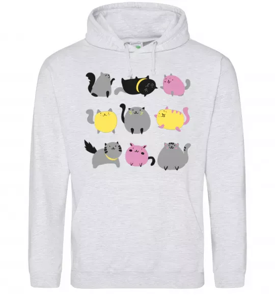 Чоловіча толстовка (худі) Котики Сірий меланж фото