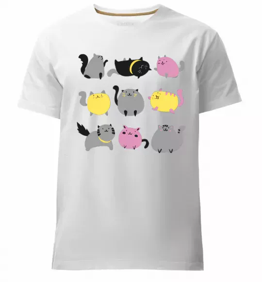 Мужская премиум футболка Котики Белый фото