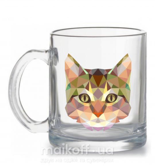 Чашка стеклянная Triangle cat Прозрачный фото