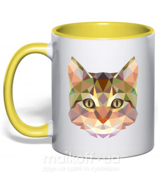 Чашка с цветной ручкой Triangle cat Солнечно желтый фото