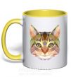 Чашка з кольоровою ручкою Triangle cat Сонячно жовтий фото