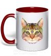 Чашка з кольоровою ручкою Triangle cat Червоний фото