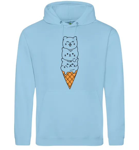 Жіноча толстовка (худі) Морозиво з котів Блакитний фото