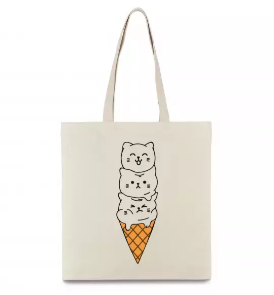 Еко-сумка Морозиво з котів Бежевий фото