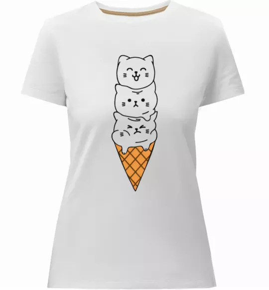 Женская премиум футболка Морозиво з котів Белый фото