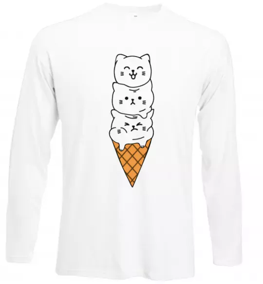 Лонгслів Морозиво з котів Білий фото