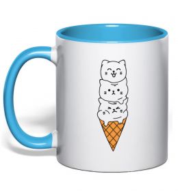 Чашка з кольоровою ручкою Морозиво з котів