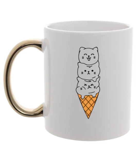 Чашка с цветной ручкой Морозиво з котів Золото фото