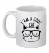 Чашка керамическая I am a cool cat Белый фото