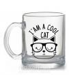 Чашка стеклянная I am a cool cat Прозрачный фото