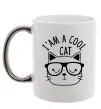 Чашка з кольоровою ручкою I am a cool cat Срібло фото