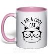 Чашка с цветной ручкой I am a cool cat Нежно розовый фото