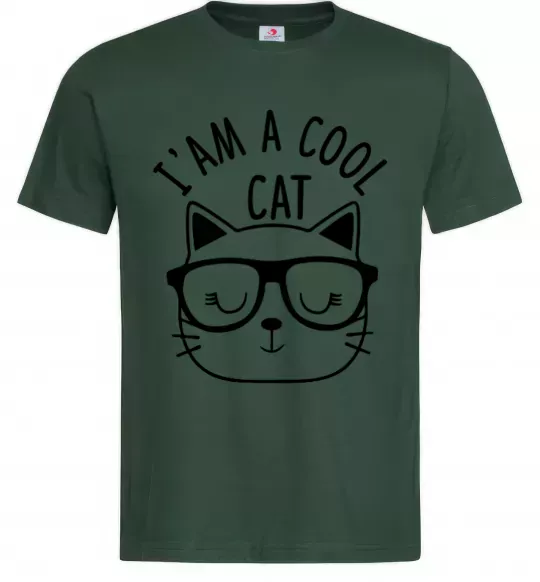 Чоловіча футболка I am a cool cat Темно-зелений фото