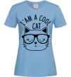 Жіноча футболка I am a cool cat Блакитний фото