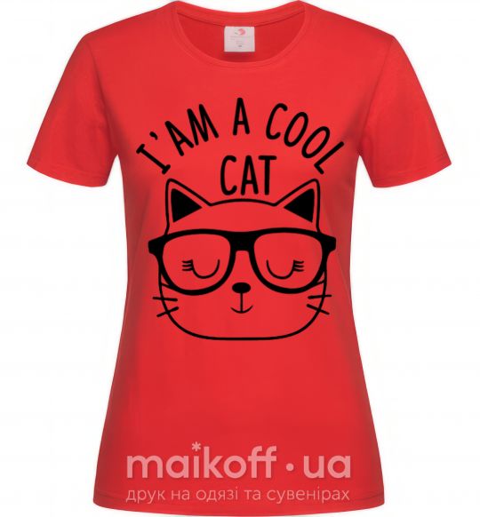 Женская футболка I am a cool cat Красный фото