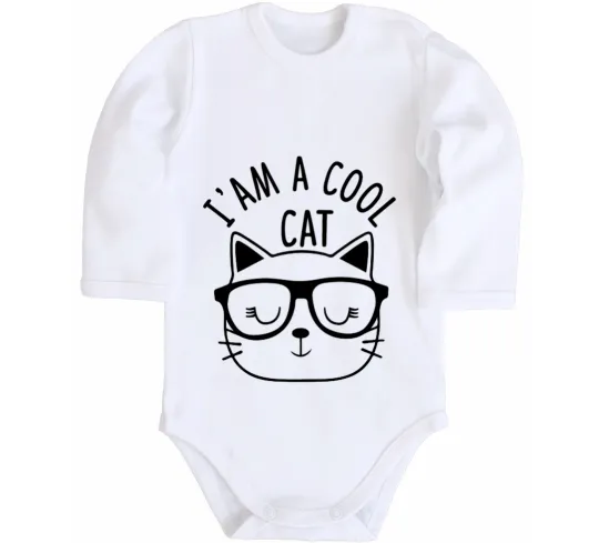 Дитячий бодік I am a cool cat Білий фото