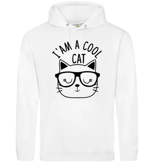 Мужская толстовка (худи) I am a cool cat Белый фото