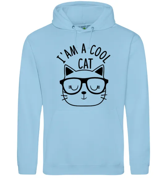Чоловіча толстовка (худі) I am a cool cat Блакитний фото