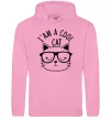 Женская толстовка (худи) I am a cool cat Розовый фото