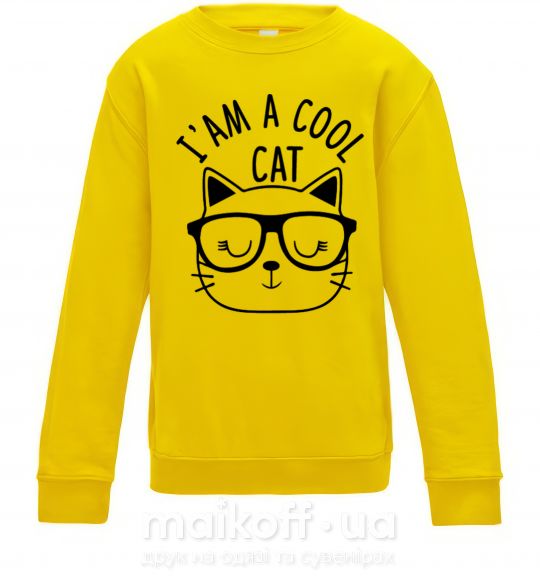 Детский Свитшот I am a cool cat Солнечно желтый фото