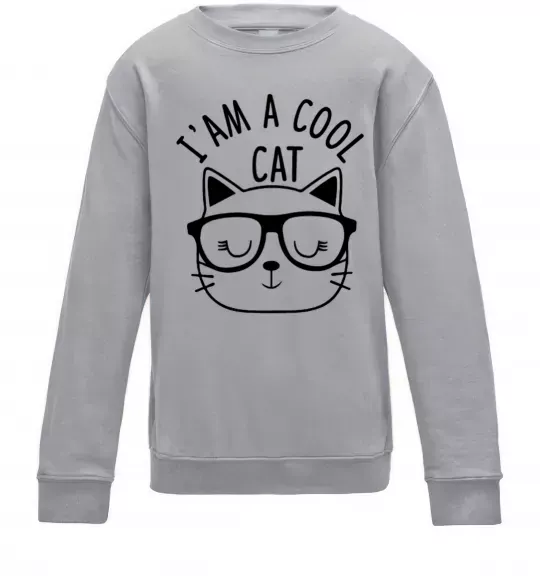 Дитячий світшот I am a cool cat Сірий меланж фото