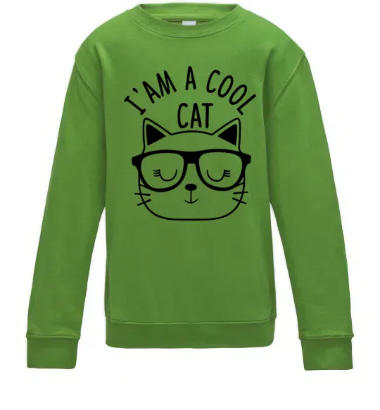 Дитячий світшот I am a cool cat Лаймовий фото