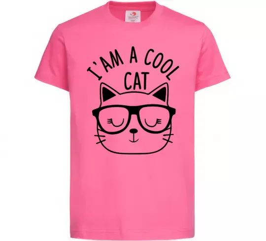 Детская футболка I am a cool cat Ярко-розовый фото