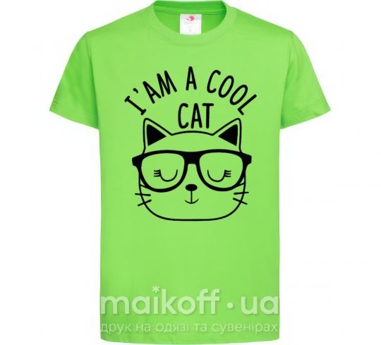 Дитяча футболка I am a cool cat Лаймовий фото