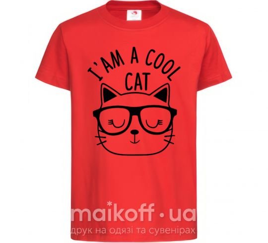 Детская футболка I am a cool cat Красный фото