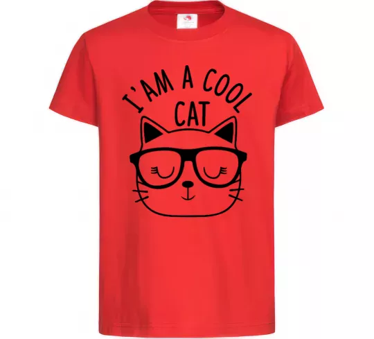 Детская футболка I am a cool cat Красный фото
