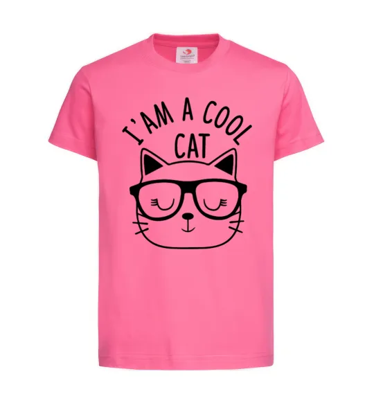 Детская футболка I am a cool cat Ярко-розовый фото
