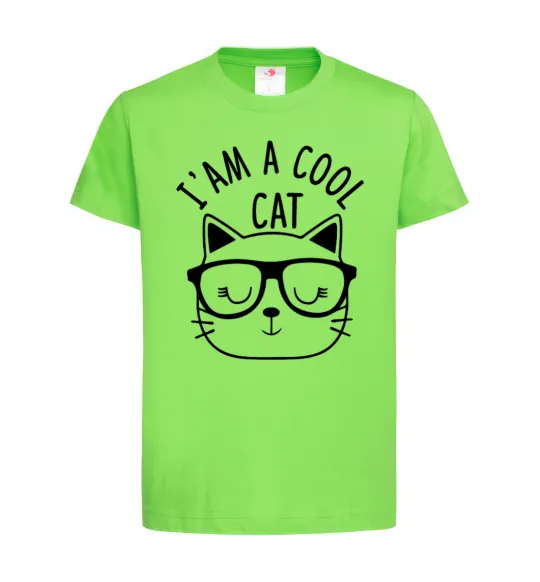 Детская футболка I am a cool cat Лаймовый фото