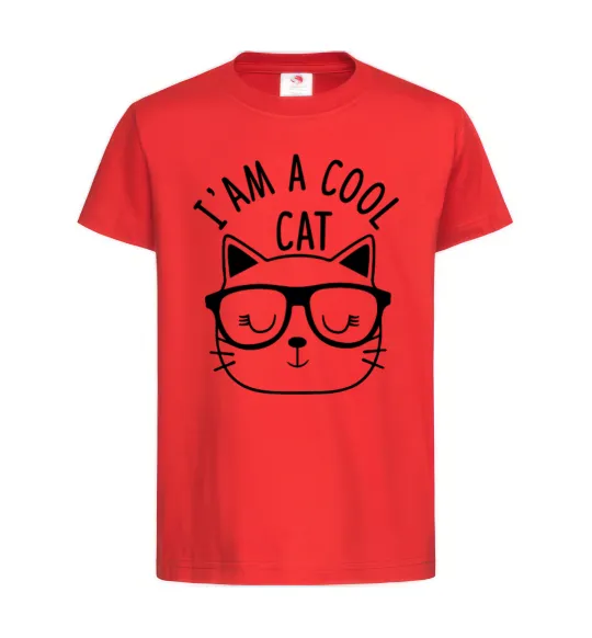 Детская футболка I am a cool cat Красный фото