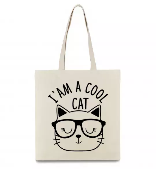 Эко-сумка I am a cool cat Бежевый фото