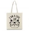 Еко-сумка I am a cool cat Бежевий фото