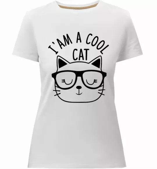 Женская премиум футболка I am a cool cat Белый фото