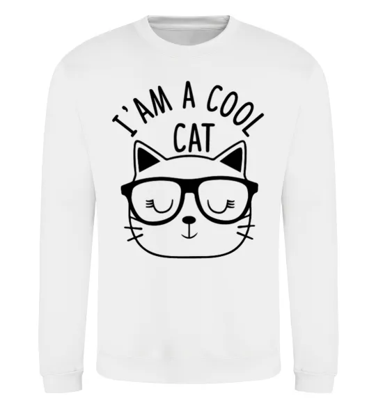 Свитшот I am a cool cat Белый фото